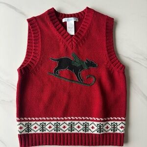 Red Sweater Vest with Dog Design 2t toddler